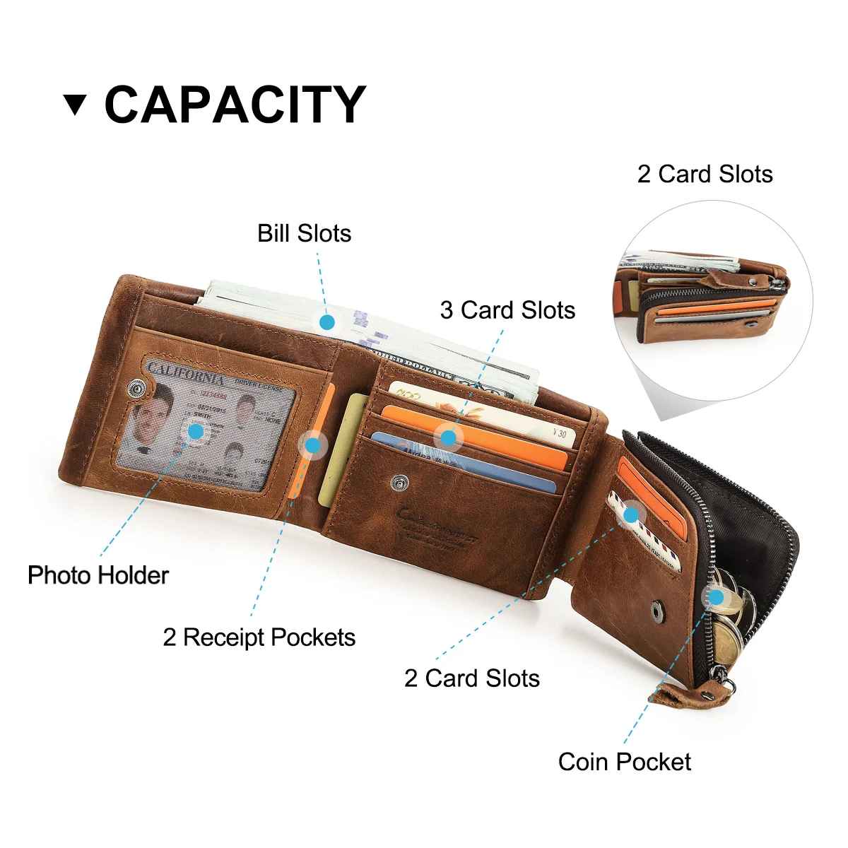 CONTACT'S Genuine Crazy Horse Leather Men